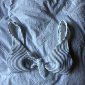 Hollister White Bikini Top with Ribbed Texture